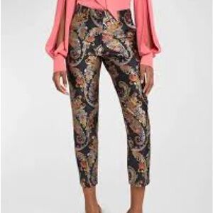 Etro Multicolor Paisley Cropped Pants with Rolled up hem Sz 48